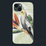 Palm Leaves With Black Bird iPhone 13 Case<br><div class="desc">Palm Leaves With Black Bird  Artist: Grace Popp | Image ID: 157016GG</div>