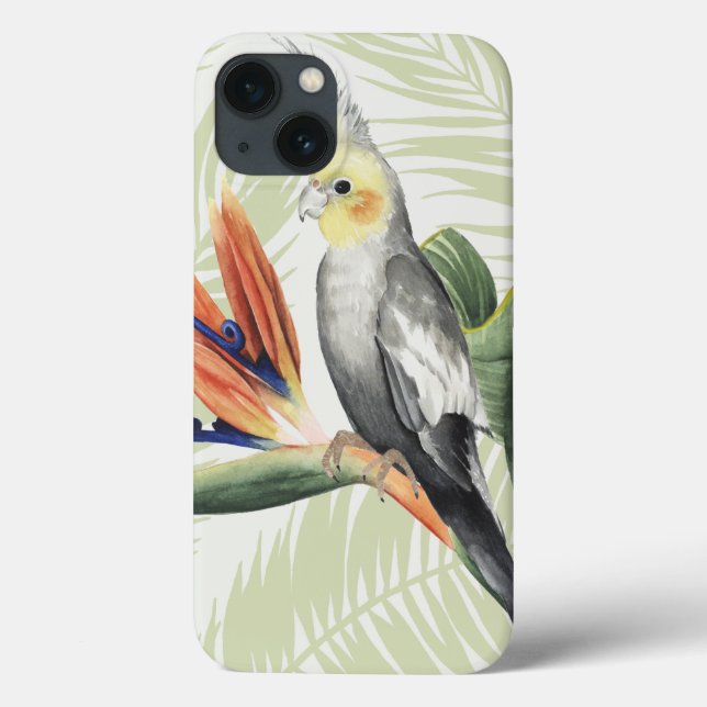 Palm Leaves With Black Bird Case-Mate iPhone Case (Back)