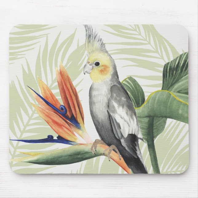 Palm Leaves With Black Bird Mouse Pad (Front)