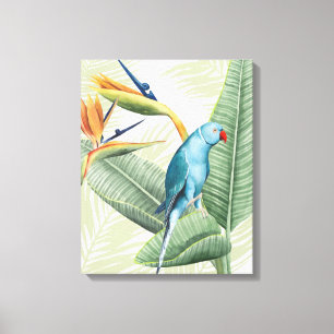 Palm Leaves With Blue Bird Canvas Print