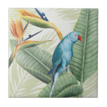 Palm Leaves With Blue Bird Ceramic Tile<br><div class="desc">Palm Leaves With Blue Bird Artist: Grace Popp</div>