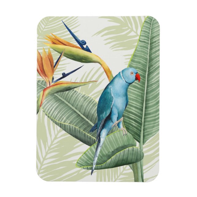 Palm Leaves With Blue Bird Magnet (Vertical)