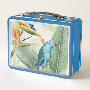 Palm Leaves With Blue Bird Metal Lunch Box