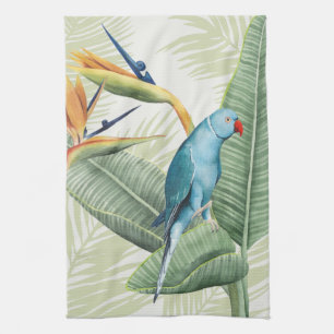 Palm Leaves With Blue Bird Tea Towel