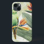 Palm Leaves With Green Bird iPhone 13 Case<br><div class="desc">Palm Leaves With Green Bird  Artist: Grace Popp | Image ID: 157018GG</div>