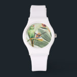 Palm Leaves With Green Bird Watch<br><div class="desc">Palm Leaves With Green Bird  Artist: Grace Popp | Image ID: 157018GG</div>