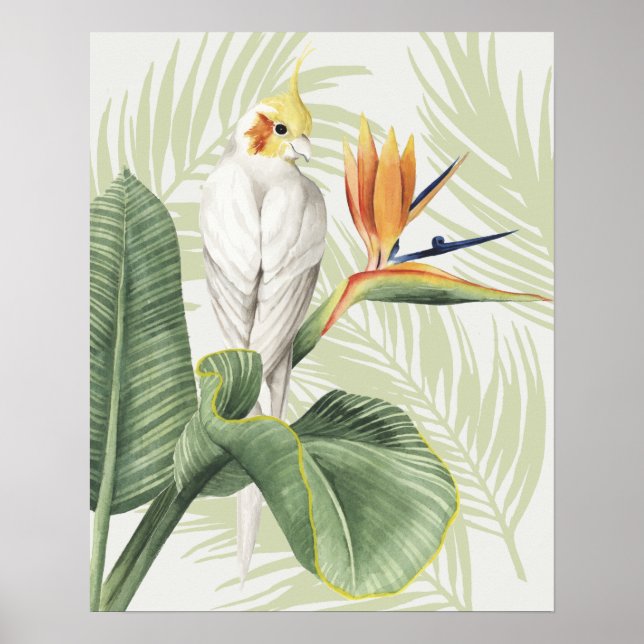 Palm Leaves With White Bird Poster (Front)