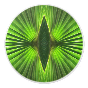 Palm Life Green Palm Frond Ceramic Knob
