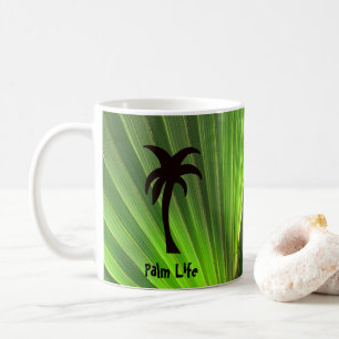 Palm Life   Green Palm Frond with Palm Tree Coffee Mug