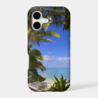 Palm lined beach Cook Islands 2
