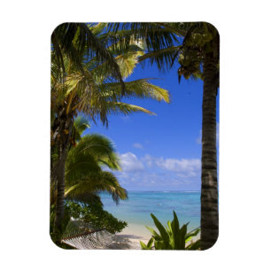 Palm lined beach Cook Islands 2 Magnet