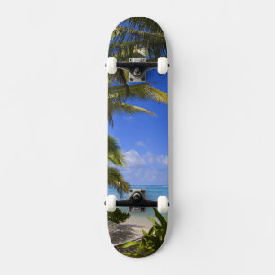 Palm lined beach Cook Islands 2 Skateboard