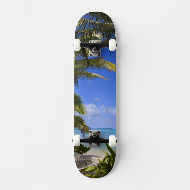 Palm lined beach Cook Islands 2 Skateboard (Front)