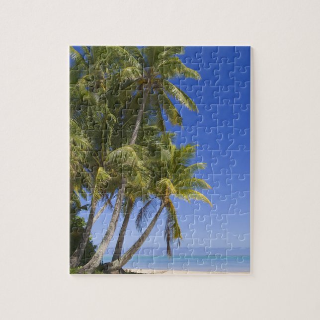 Palm lined beach Cook Islands 3 Jigsaw Puzzle (Vertical)