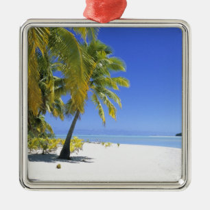 Palm lined beach Cook Islands 3 Metal Ornament
