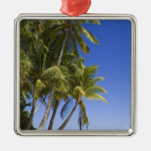 Palm lined beach Cook Islands 3 Metal Tree Decoration