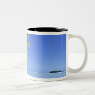 Palm lined beach Cook Islands 3 Two-Tone Coffee Mug