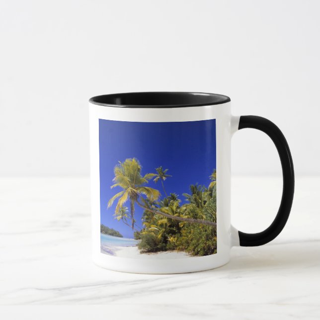 Palm lined beach Cook Islands 7 Mug (Right)