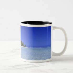 Palm lined beach Cook Islands 8 Two-Tone Coffee Mug