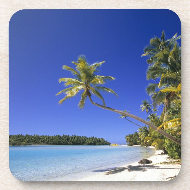 Palm lined beach Cook Islands Coaster (Front)