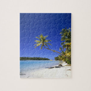 Palm lined beach Cook Islands Jigsaw Puzzle