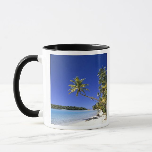 Palm lined beach Cook Islands Mug (Left)