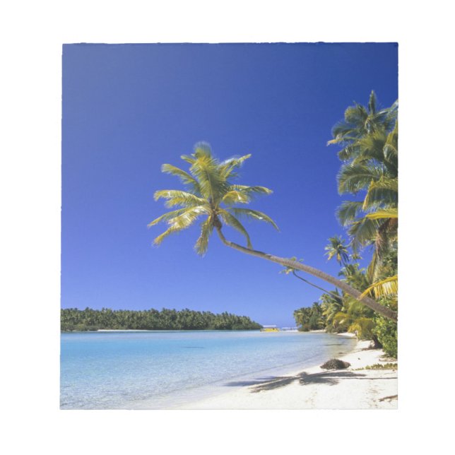Palm lined beach Cook Islands Notepad (Front)