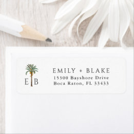 Palm Logo Tropical Monogram Personalized Return Address Label