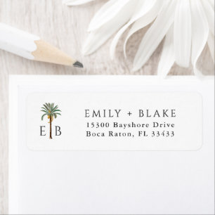 Palm Logo Tropical Monogram Personalized Return Address Label