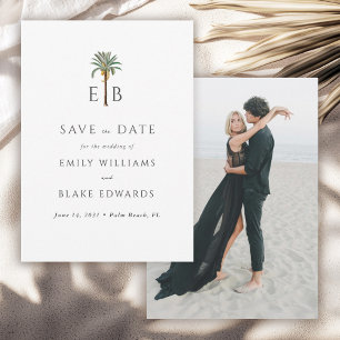 Palm Logo Tropical Monogram Wedding Save the Date