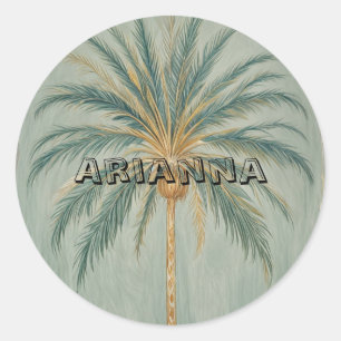 Palm Majesty: Single Palm Tree Design Classic Round Sticker