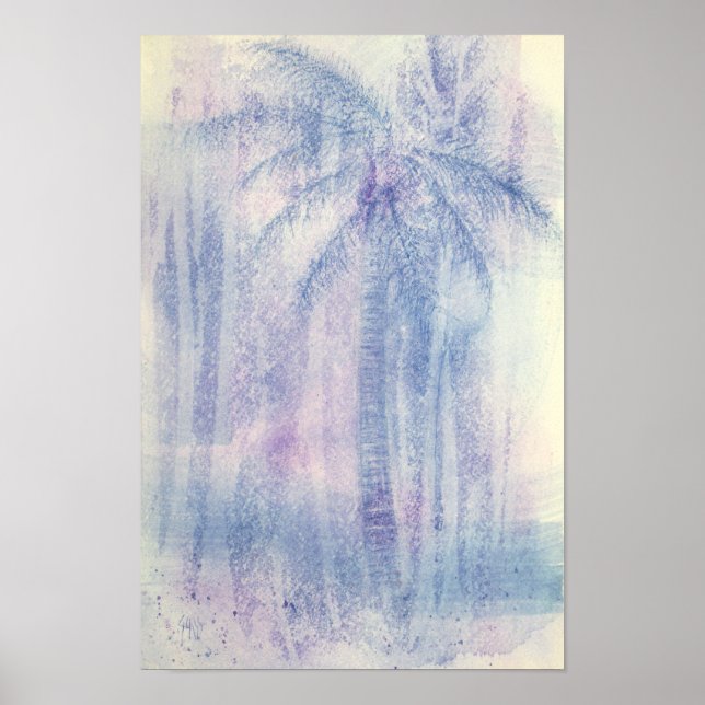Palm Marine Watercolor Abstract Poster (Front)