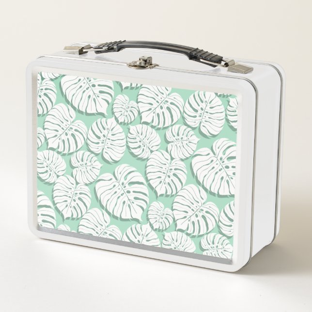 Palm monstera seamless pattern 3 metal lunch box (Front)