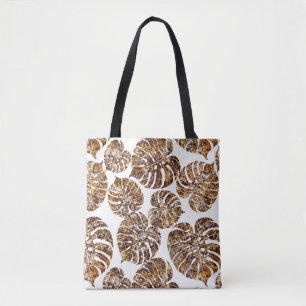Palm monstera seamless pattern tote bag
