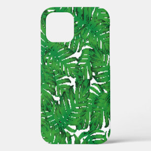 Palm Monstera Seamless Pattern. White Green Tropic iPhone 12 Case