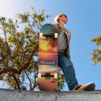 Palm on the beach at sunset skateboard