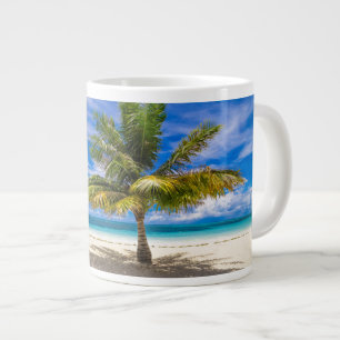 Palm on White Sand Beach Large Coffee Mug