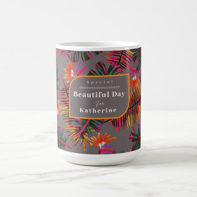 Palm Paradise Grey Coffee Mug (Center)