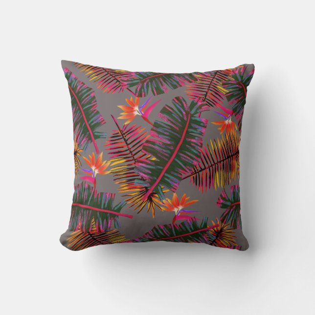 Palm Paradise Grey Cushion (Front)