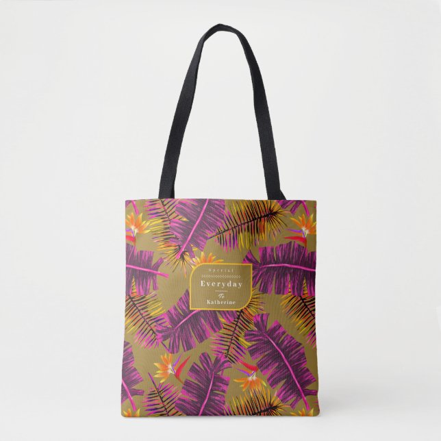 Palm Paradise Mustard Tote Bag (Front)