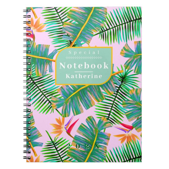 Palm Paradise Pink Notebook (Front)