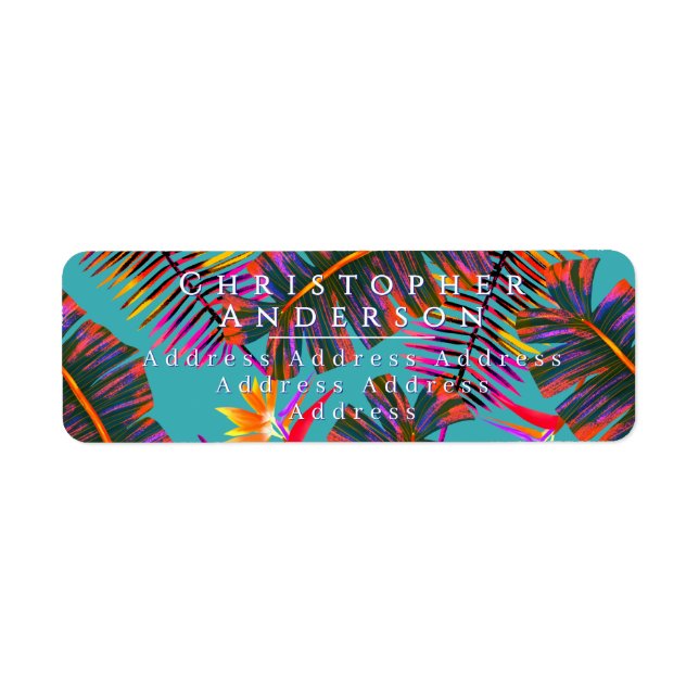 Palm Paradise Teal Return Address Label (Front)