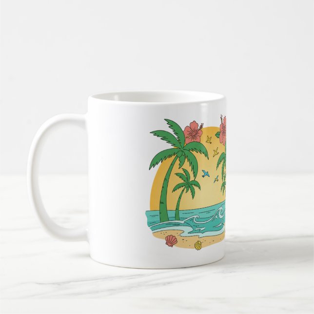 Palm Paradise Tropical Beach Mug (Left)