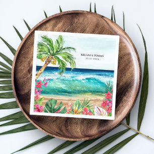Palm Paradise Tropical Beach Wedding, Shower, Luau Napkin