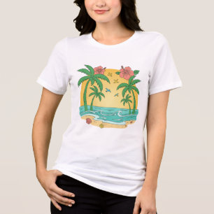 Palm Paradise – Tropical Summer T-Shirt for Women Tri-Blend Shirt