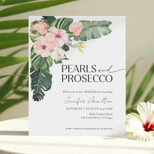 Palm Pearls and Prosecco Bridal Shower Invitation (Creator Uploaded)