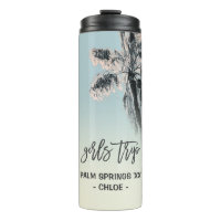 Palm Pink Aqua Girls Trip Personalised Tumbler