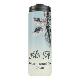 Palm Pink Aqua Girls Trip Personalized Tumbler