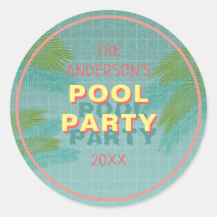 Palm Pool Party Stickers