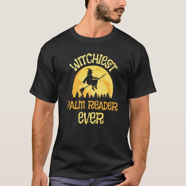 Palm Reader Witch Halloween Humor T-Shirt (Front)